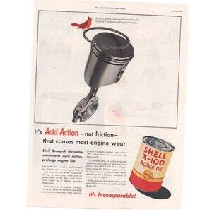 Vintage Original Shell Motor Oil Magazine Advertisement Color 1950s Automobilia